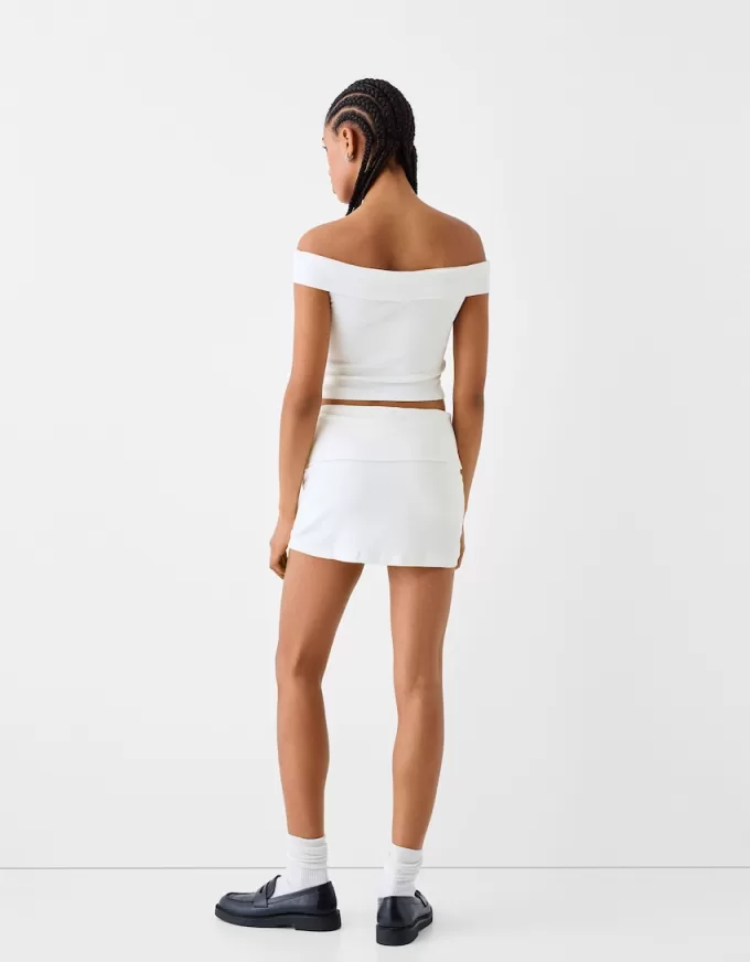 Minifalda con pliegues en la cintura Off white