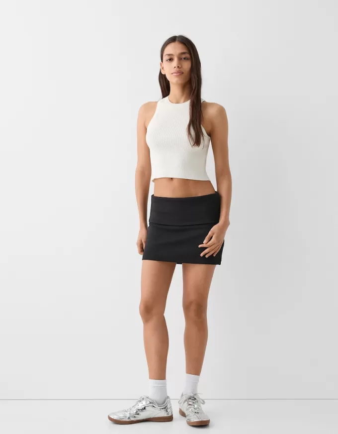 Minifalda con pliegues en la cintura Black