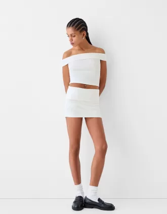Minifalda con pliegues en la cintura Off white