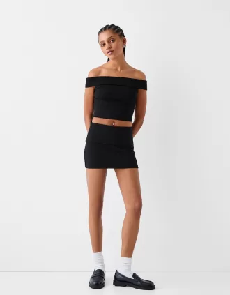 Minifalda con pliegues en la cintura Black