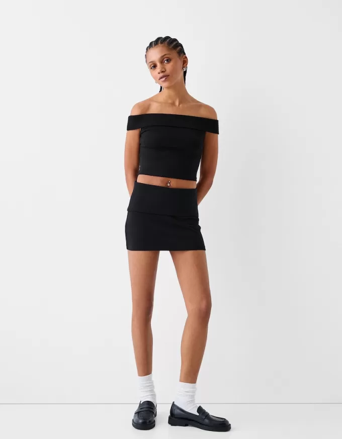 Minifalda con pliegues en la cintura Black