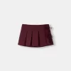 Minifalda con pliegues y detalle de lazo Maroon