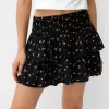 Minifalda con volantes y cintura elástica Black