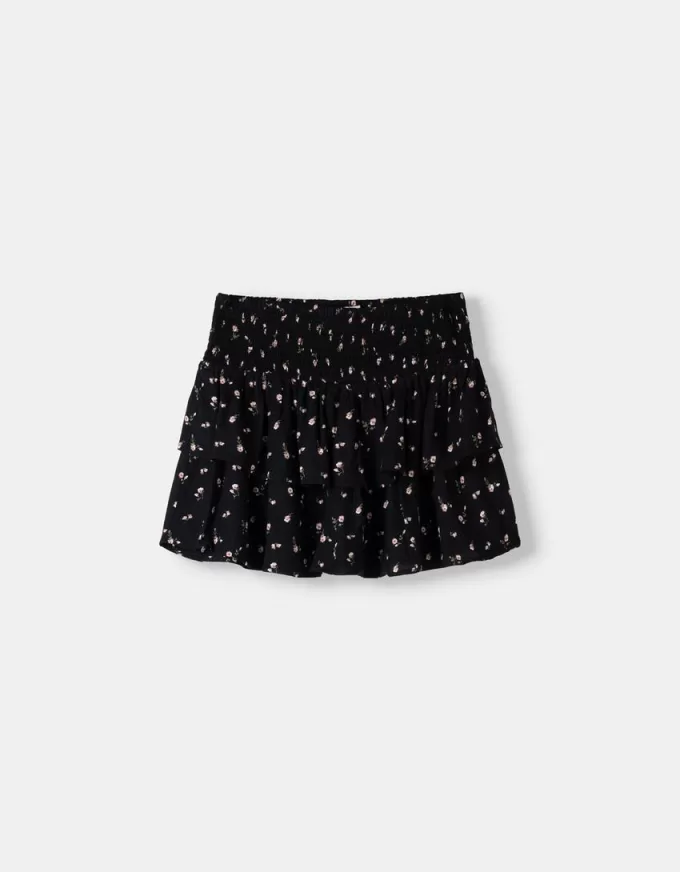 Minifalda con volantes y cintura elástica Black