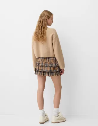 Minifalda de cuadros Camel