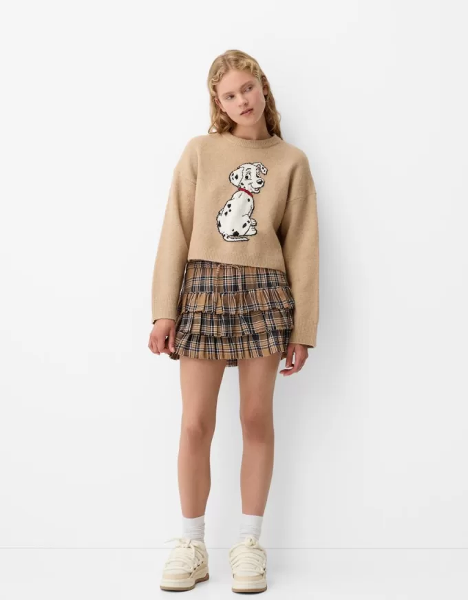Minifalda de cuadros Camel