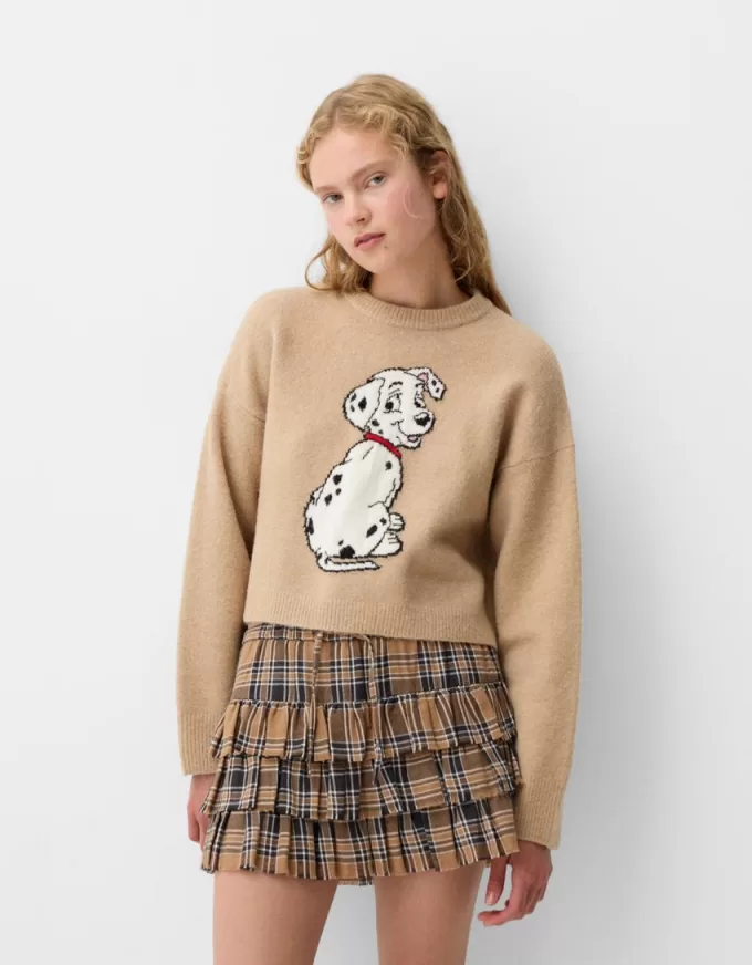 Minifalda de cuadros Camel