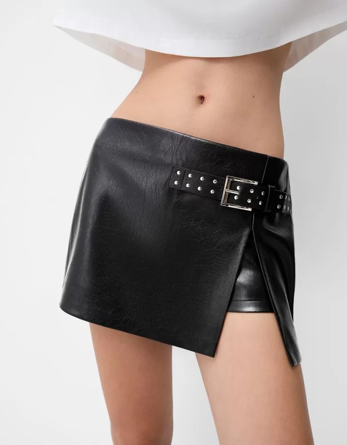 Minifalda de piel sintética Black