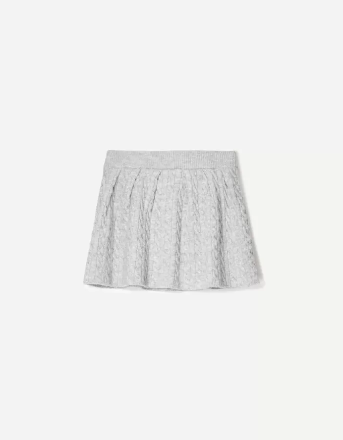 Minifalda de punto trenzado Grey