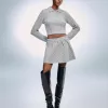 Minifalda de punto trenzado Grey