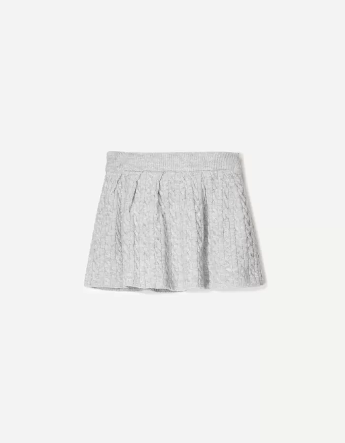 Minifalda de punto trenzado Grey