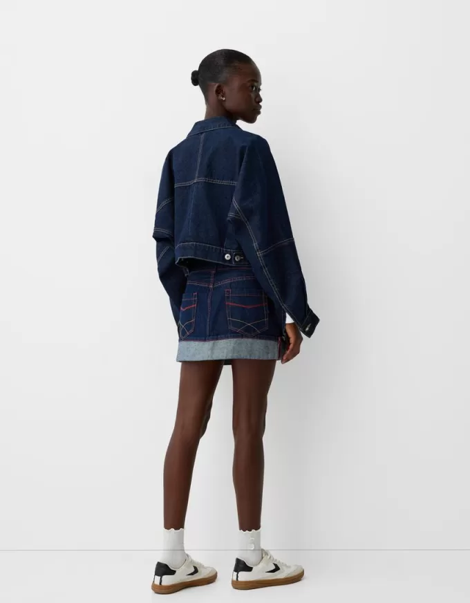 Minifalda denim con vuelta Blue