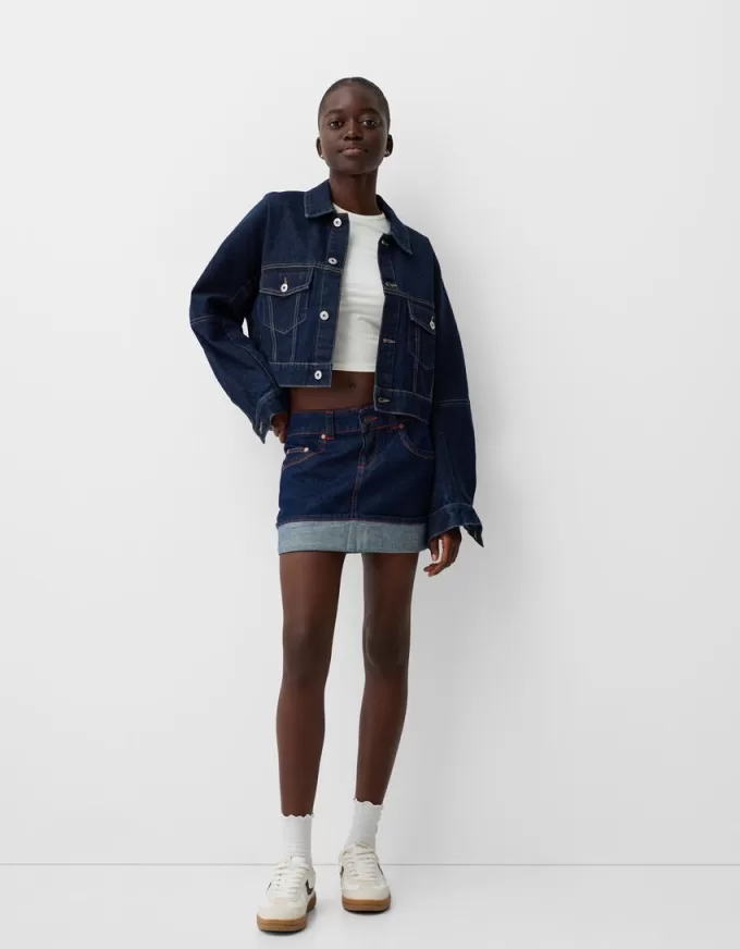 Minifalda denim con vuelta Blue