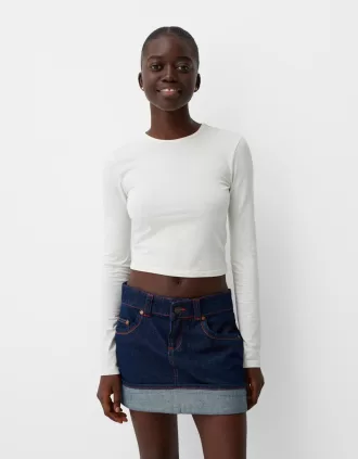 Minifalda denim con vuelta Blue