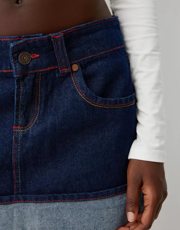 Minifalda denim con vuelta Blue