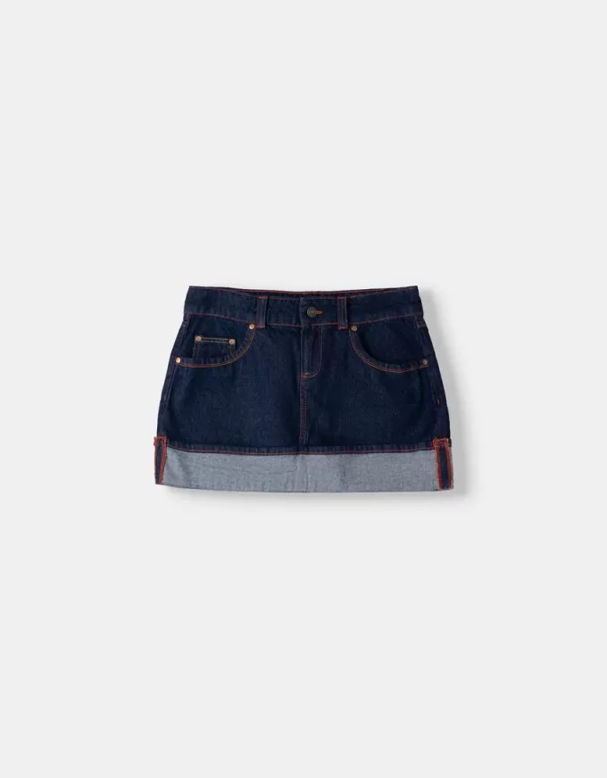 Minifalda denim con vuelta Blue