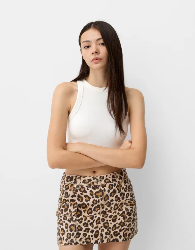 Minifalda estampado animal Multicolored