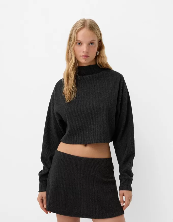 Minifalda tacto suave Dark grey