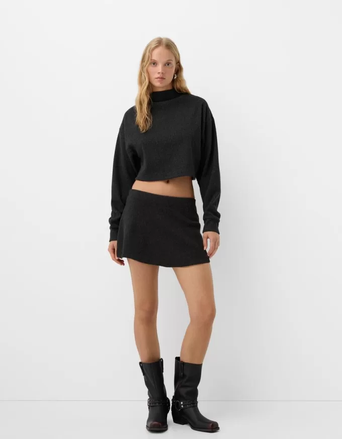 Minifalda tacto suave Dark grey