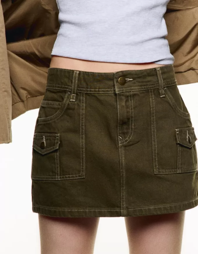 Minifalda utilitaria Khaki