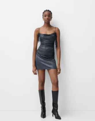 Minivestido con tirantes brillantes Dark grey
