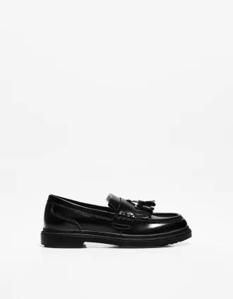 Mocasines con flecos y borlas BLACK