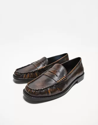 Mocasines detalle fruncido Brown