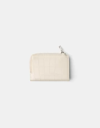 Monedero con estampado animal efecto charol grabado Cream Monedero con estampado animal efecto charol grabado Cream