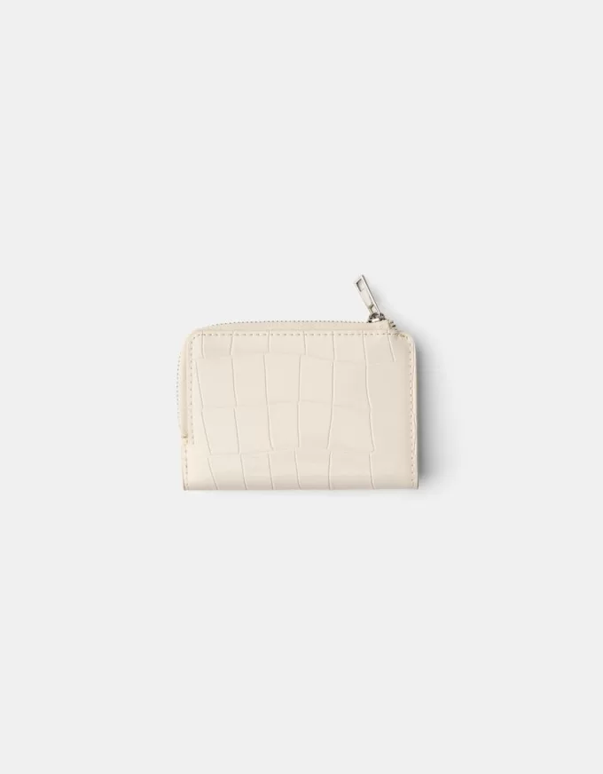 Monedero con estampado animal efecto charol grabado Cream