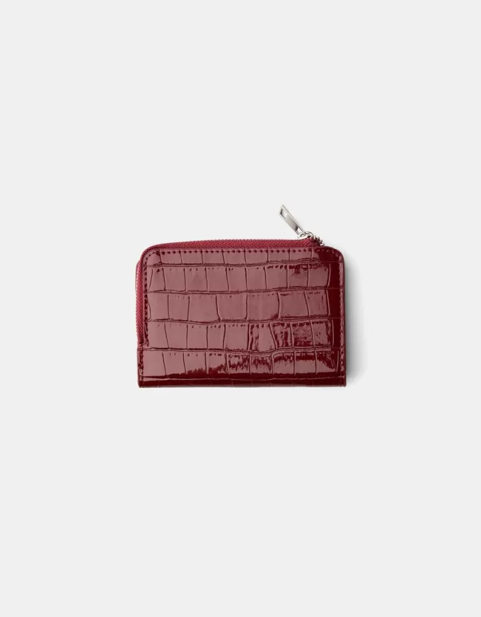 Monedero con estampado animal efecto charol grabado Burgundy