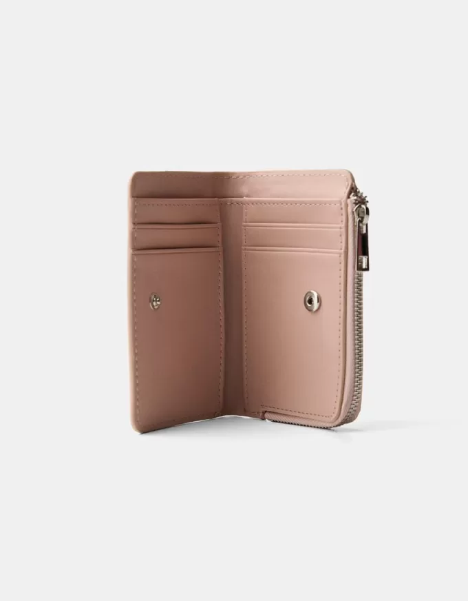 Monedero con estampado animal efecto charol grabado Pink