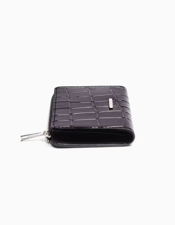 Monedero con estampado animal efecto charol grabado Black