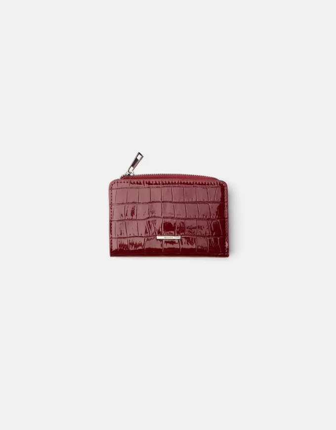 Monedero con estampado animal efecto charol grabado Burgundy
