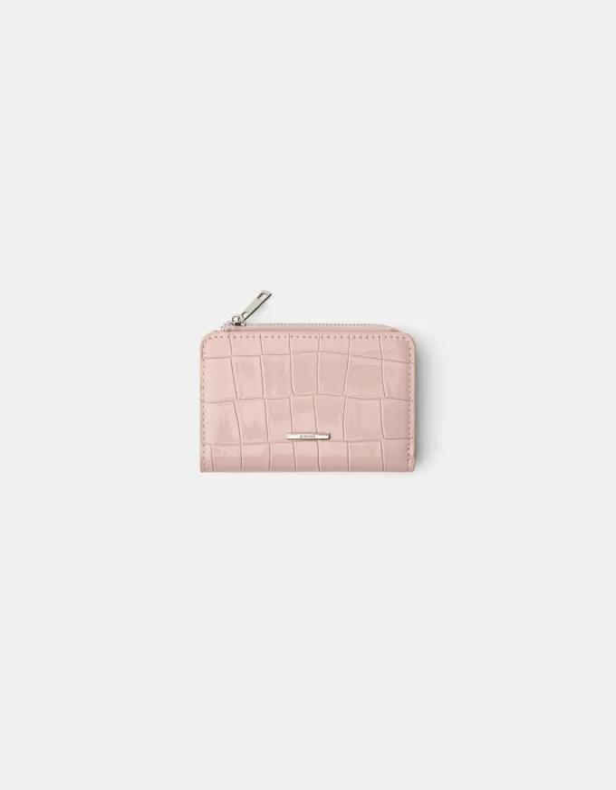 Monedero con estampado animal efecto charol grabado Pink