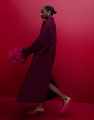 Mules de terciopelo con tacón FUCHSIA
