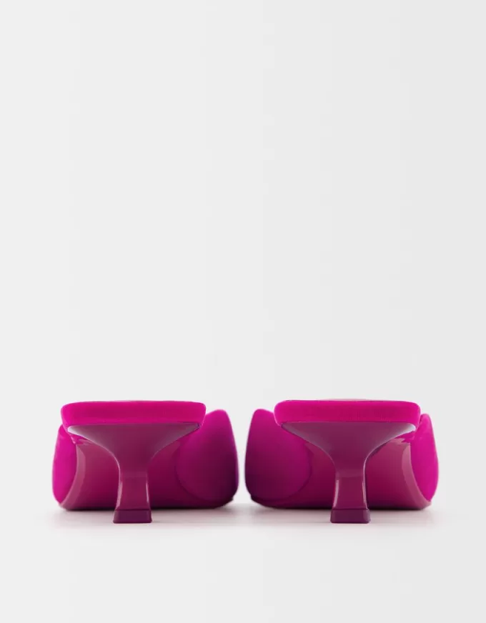 Mules de terciopelo con tacón FUCHSIA