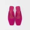 Mules de terciopelo con tacón FUCHSIA