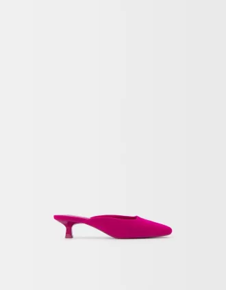 Mules de terciopelo con tacón FUCHSIA