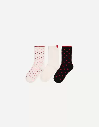 Pack 3 calcetines corazones White