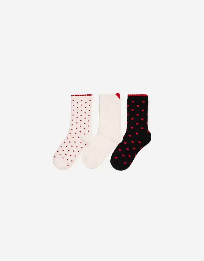 Pack 3 calcetines corazones White