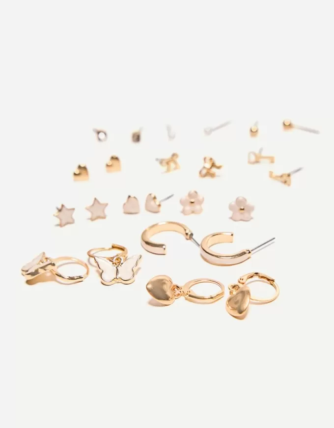 Pack de 12 pendientes acabado nácar Gold Pack de 12 pendientes acabado nácar Gold