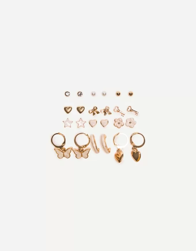Pack de 12 pendientes acabado nácar Gold Pack de 12 pendientes acabado nácar Gold