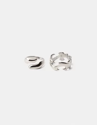Pack de 2 anillos de acero inoxidable Silver