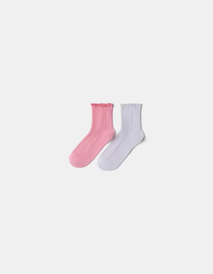 Pack de 2 calcetines pointelle Pink