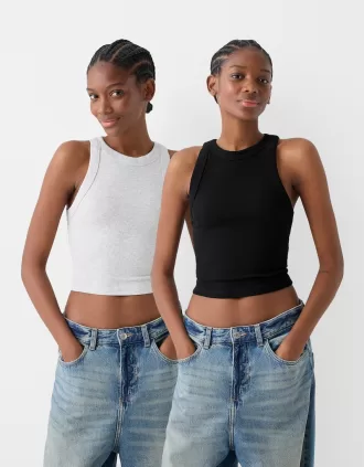 Pack de 2 camisetas canalé sin mangas Multicolored