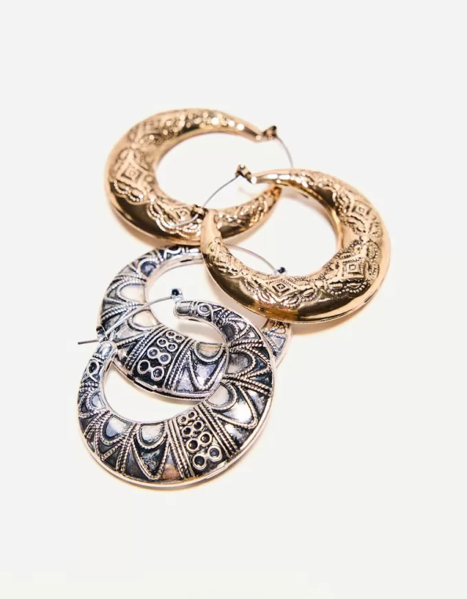 Pack de 2 pendientes de aro bohemios Silver Pack de 2 pendientes de aro bohemios Silver