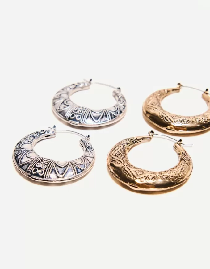 Pack de 2 pendientes de aro bohemios Silver Pack de 2 pendientes de aro bohemios Silver