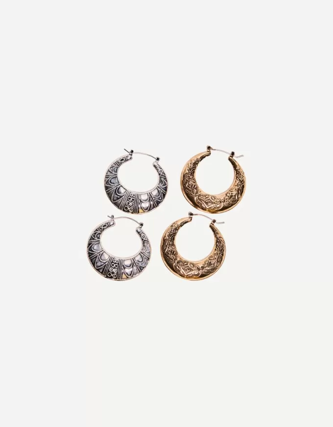 Pack de 2 pendientes de aro bohemios Silver Pack de 2 pendientes de aro bohemios Silver