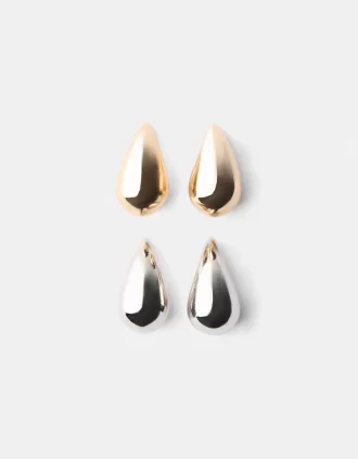 Pack de 2 pendientes de gota Gold
