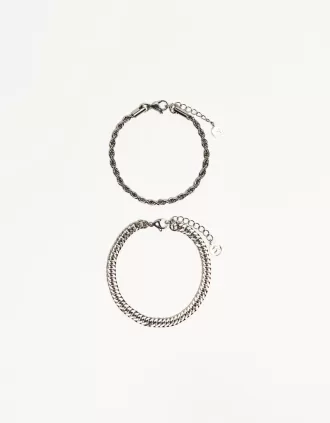 Pack de 2 pulseras de acero Silver